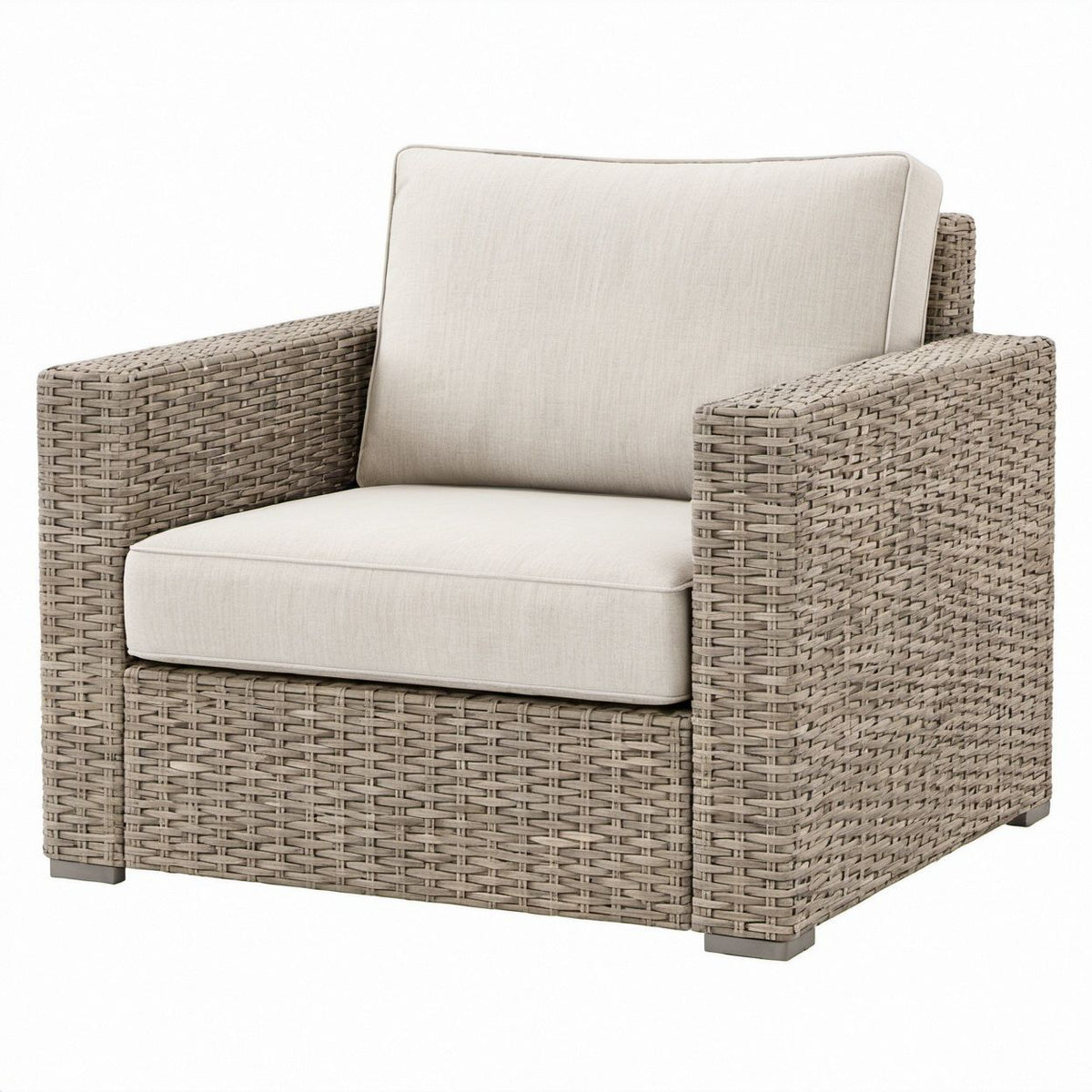 Polyrattan-Gartensessel in Taupe/Beige, 82 x 90 x 78 cm