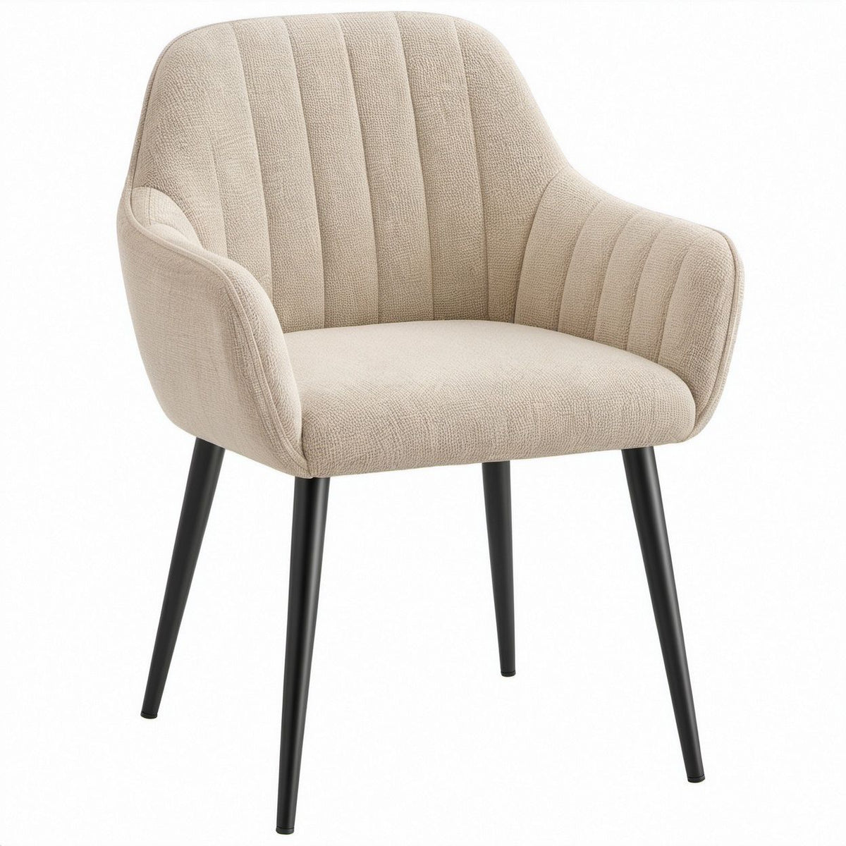 Gepolsterter Esszimmerstuhl mit Armlehnen Beige/Schwarz, 58 x 60 x 83 cm