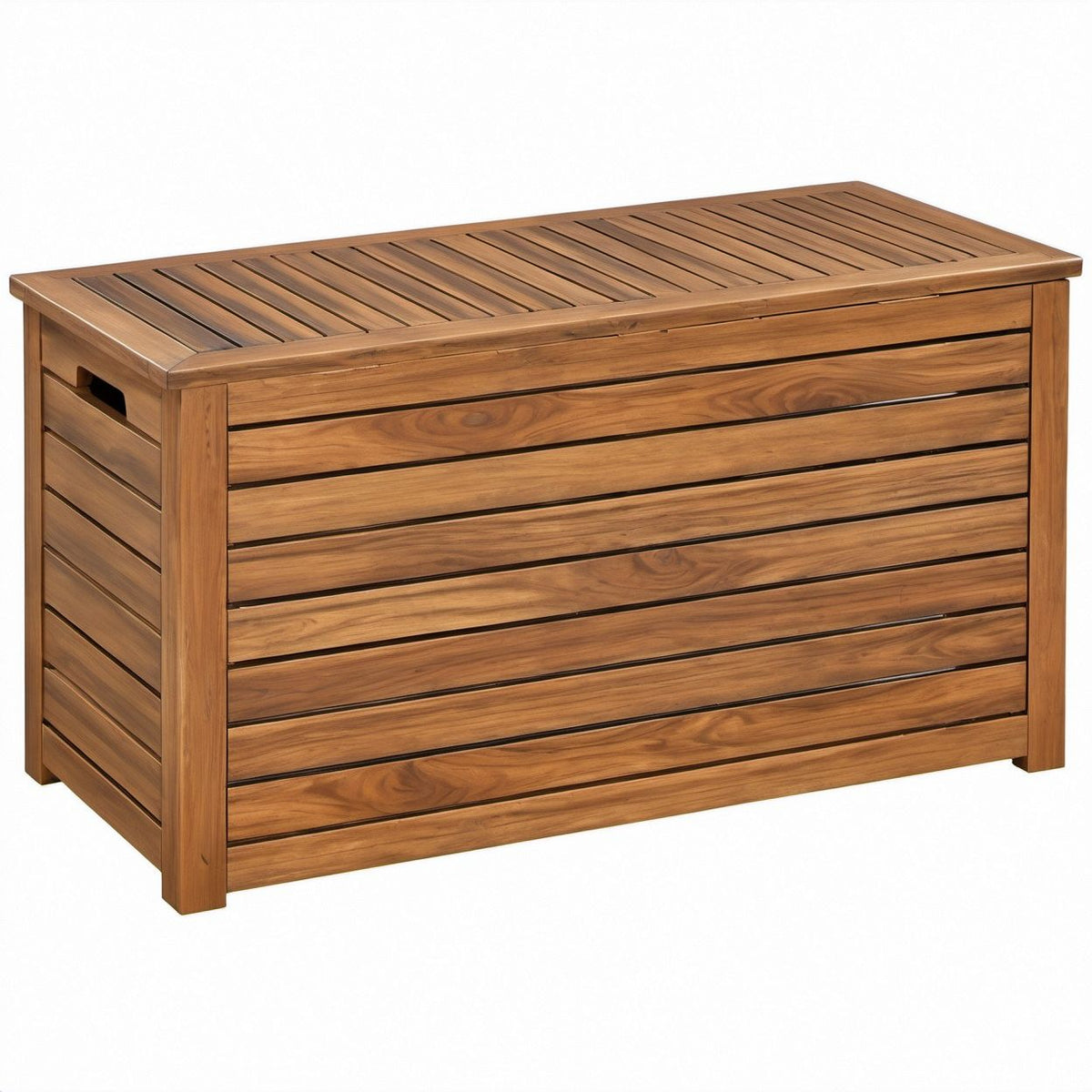 Rechteckige Garten-Aufbewahrungsbox aus massivem Teakholz, 120 x 45 x 60 cm, Teakbraun