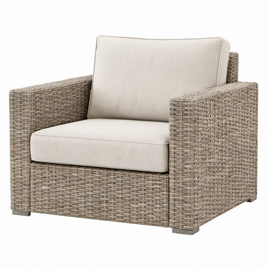 Polyrattan-Gartensessel in Taupe/Beige, 82 x 90 x 78 cm