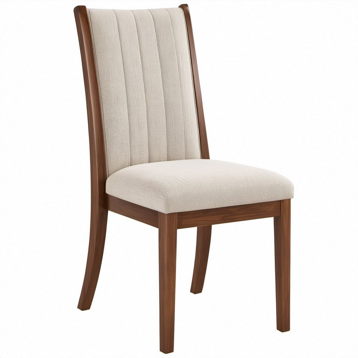 Hochlehner Esszimmerstuhl Beige/Nussbaum, Massivholz und Polyester, 48 x 59 x 98 cm