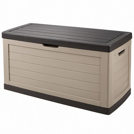 Rechteckige Aufbewahrungsbox mit Deckel aus Polypropylen, Taupe/Anthrazit, 120 x 56 x 63 cm