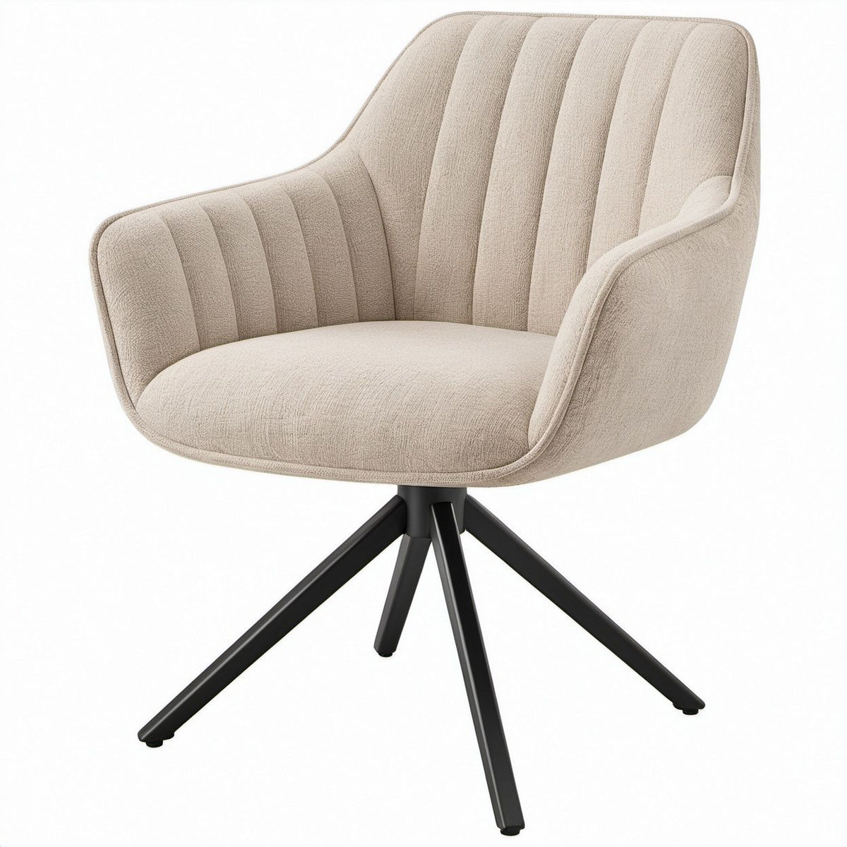 Armlehnstuhl Beige mit schwarzem Stahlgestell, 58 x 62 x 83 cm
