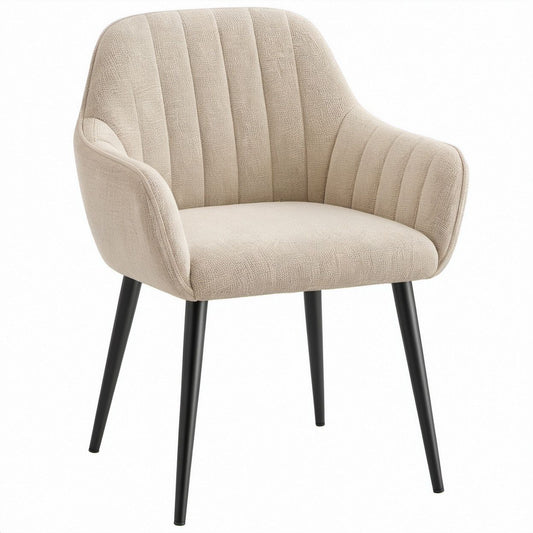 Gepolsterter Esszimmerstuhl mit Armlehnen Beige/Schwarz, 58 x 60 x 83 cm
