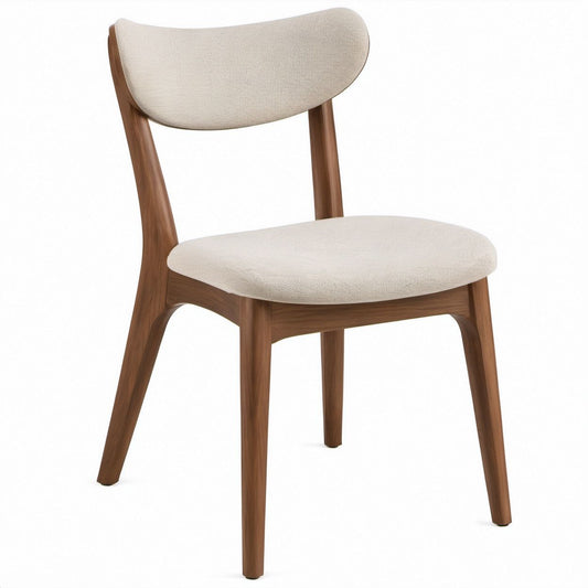 Gepolsterter Esszimmerstuhl Beige/Walnussbraun, 52 x 56 x 78 cm