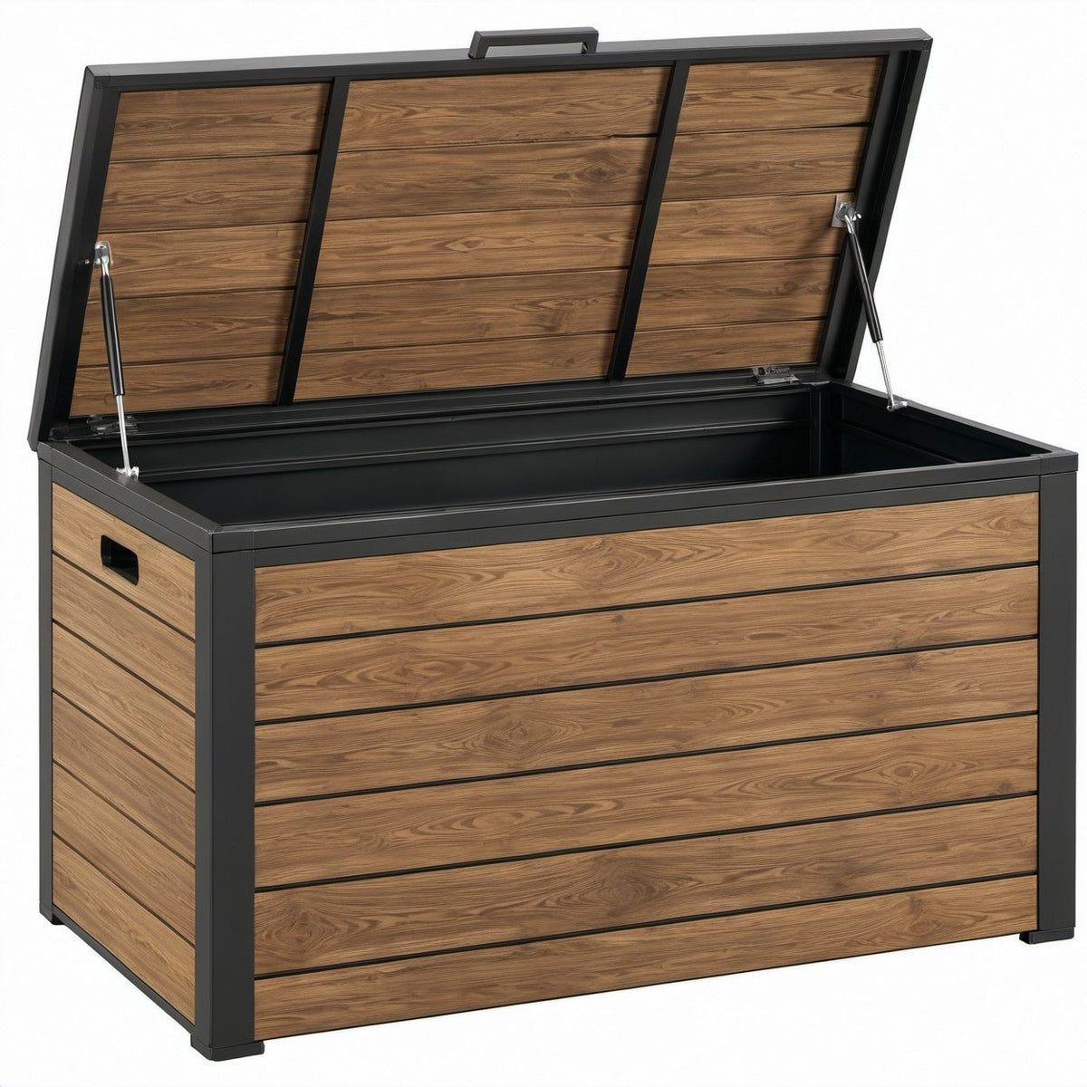 Aufbewahrungsbox aus Stahl und WPC in Braun/Schwarz, 120 x 62 x 63 cm